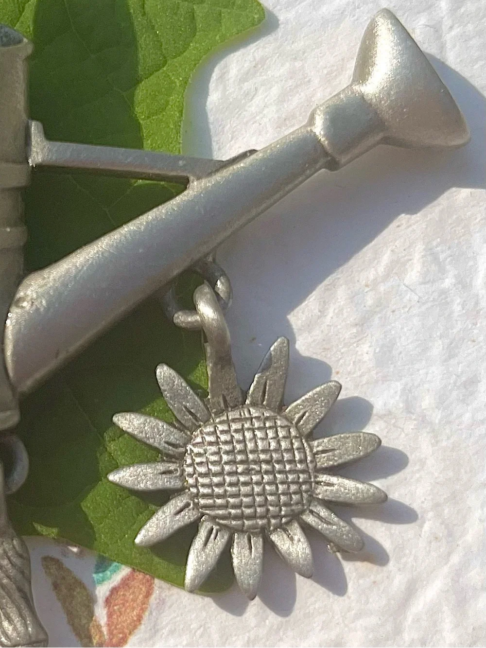 Vintage JJ Jonette Watering Can Garden Theme Pin Brooch Pewter